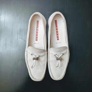 Prada | White Nubuck Leather Driving Shoes